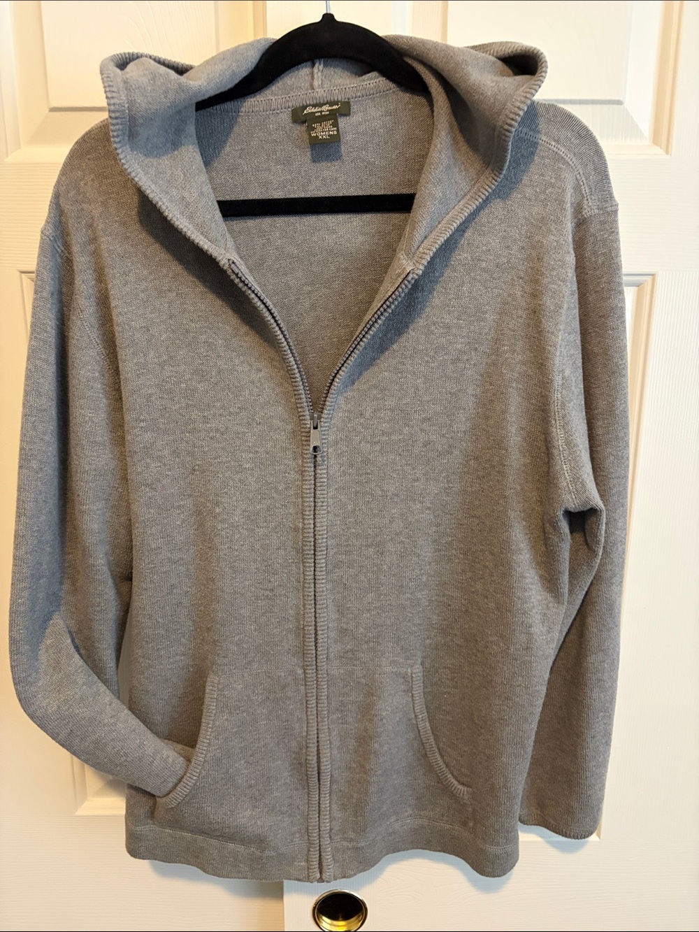 Eddie Bauer Light Gray Zip-Up Hooded Sweater women’s